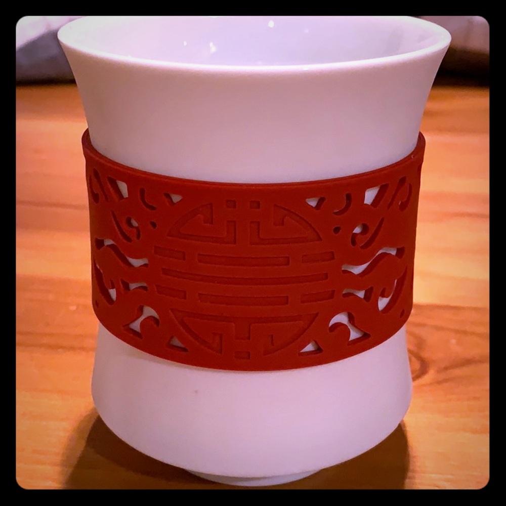 Teavana Porcelain Japanese Tea Cup w/red band